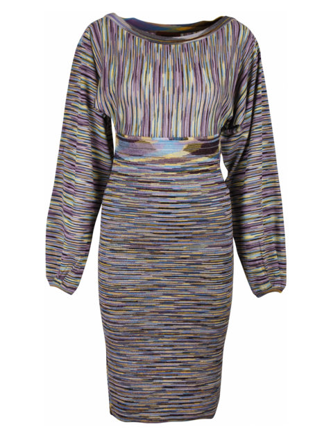 Jurk paars lichtblauw geel multicolor