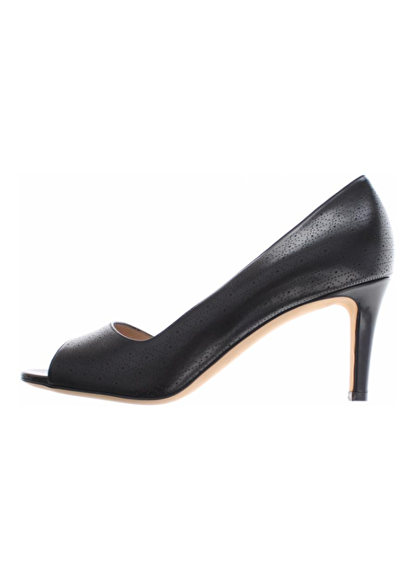pump leder zwart met peep toe
