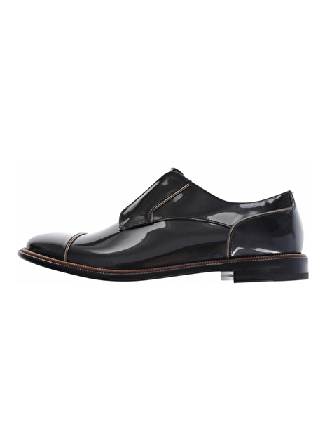 slip-on lak antracietgrijs met goud en zilver randje