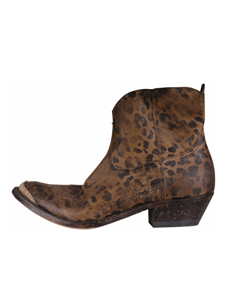 Enkellaars cowboy leder leopard vintage