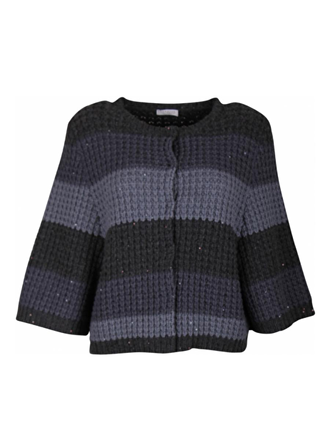 Vest cashmere, zijde, mini pailletjes grijs, blauw