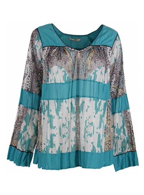 Blouse tuniek abstract dessin, blauw, roze, grijs