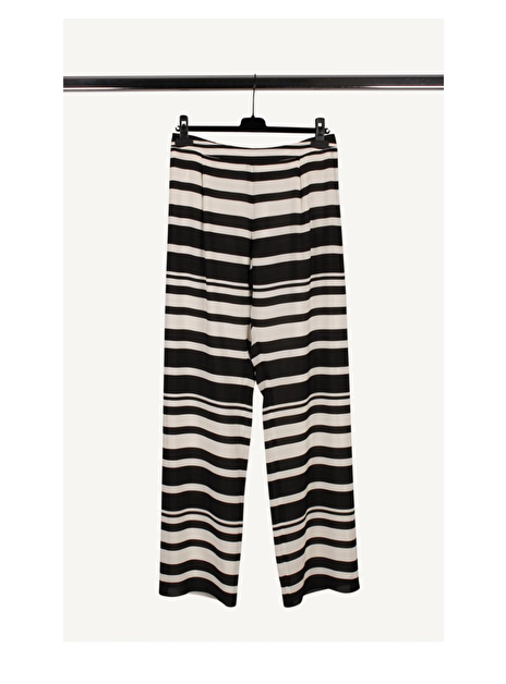 Pantalon JASPER zijde streep offwhite/zwart