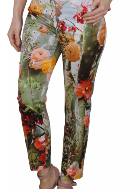 Pantalon multicolor fotoprint bloemen