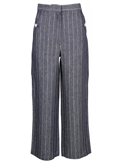 Pantalon linnen streep wit blauw