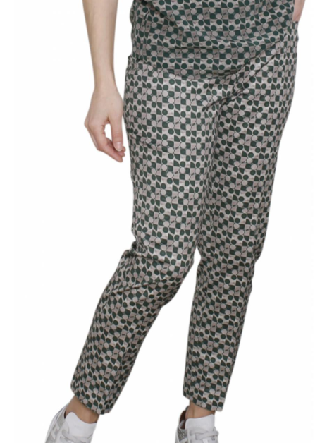 Pantalon beige groene cirkels