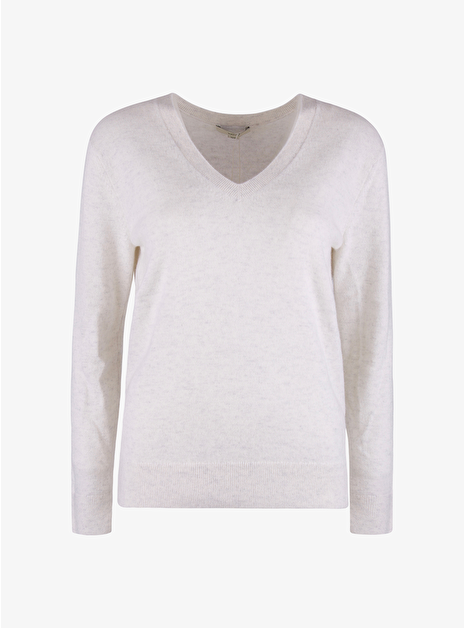 Pull v-hals melange offwhite grijs