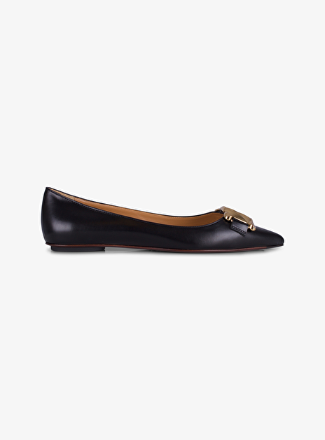 Ballerina pointy Cuoio Flat zwart