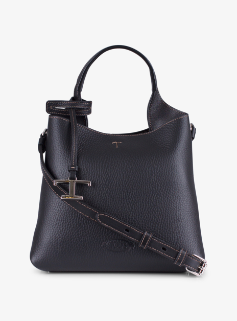 Shopping bag mini leder zwart