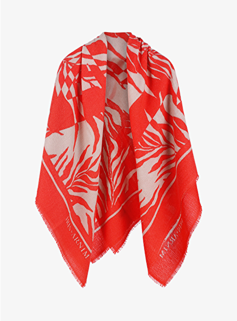 Shawl Iris cashmere rood met camel