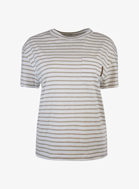 Shirt streep wit beige