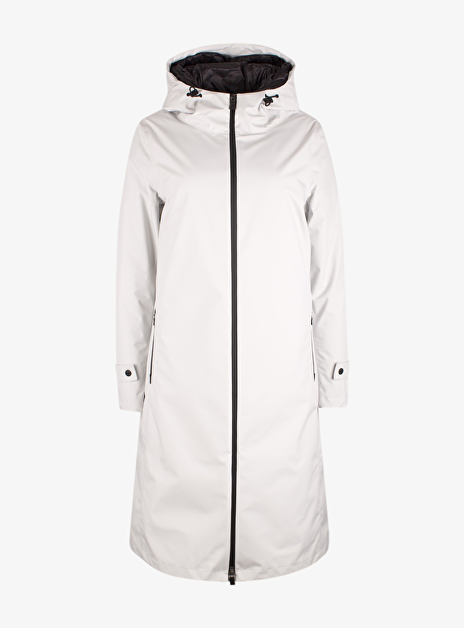 Jas laminar krijtwit met zwarte rits