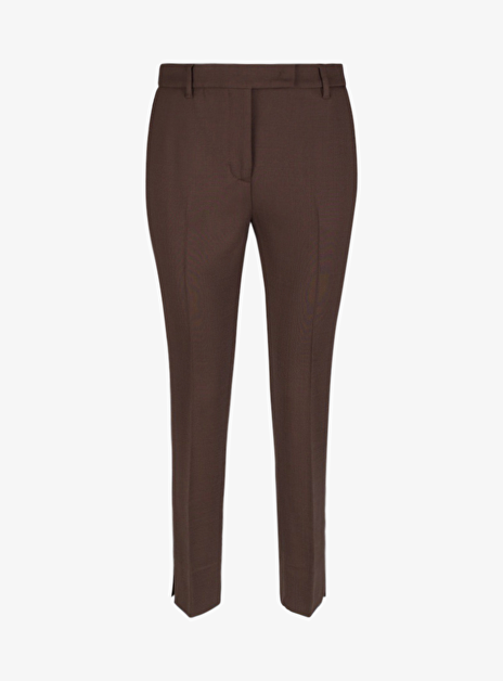 Pantalon wol stretch bruin