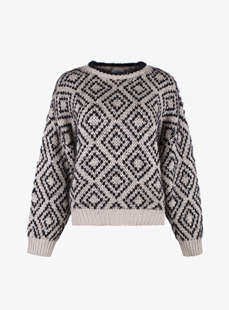 Pull dessin lovertjes zwart offwhite