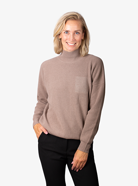 Last piece: Pull wol zijde cashmere taupe