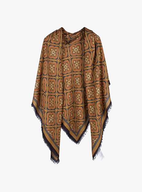 Shawl dessin zwart cognac