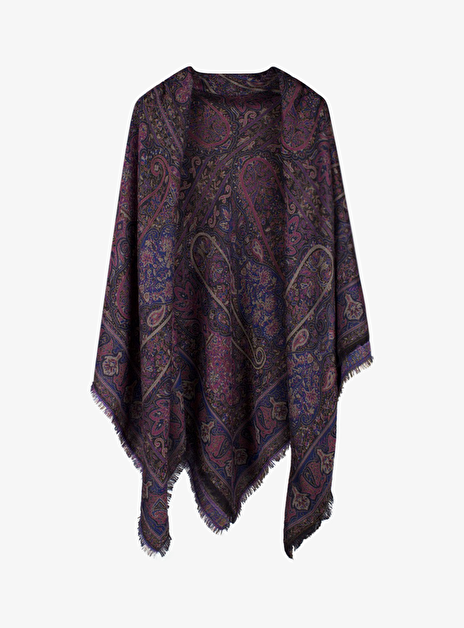 Shawl paisley blauw, paars, zwart