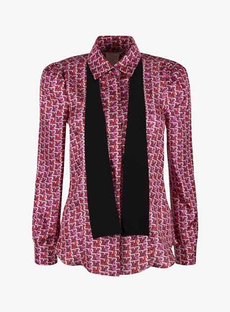 Blouse mino zijde print roze