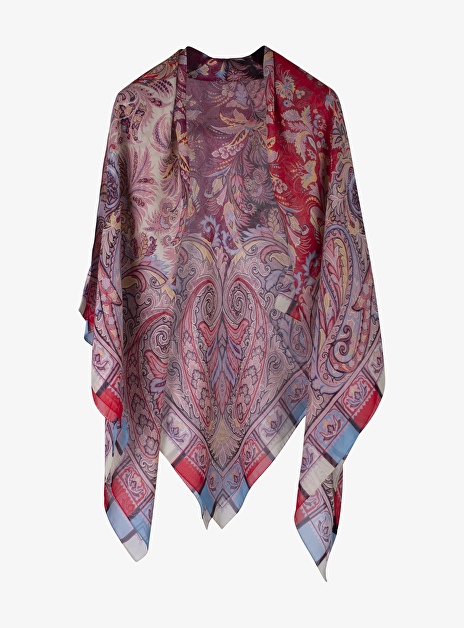 Shawl paisley rood blauw
