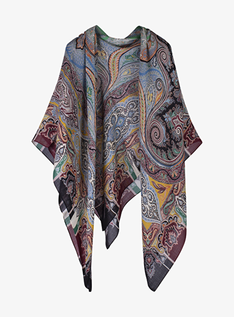 Shawl paisley print zwart multi color
