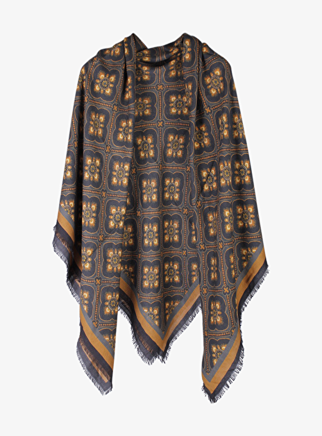 Shawl dessin zwart bruin