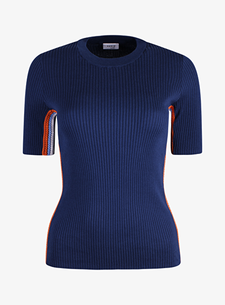 Pull rib blauw oranje wit