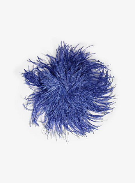 Broche anais pluche veertjes blauw