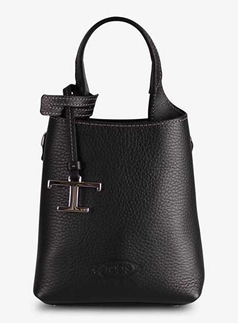 shopping bag crossbody micro leder zwart