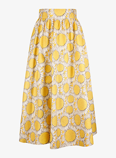 Rok geel wit zonnebloem print
