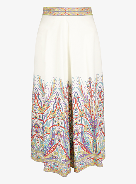 Midi rok wit met print onderkant