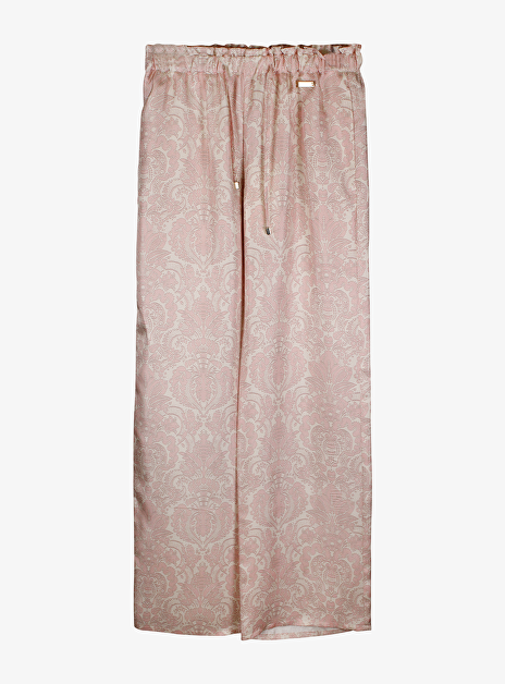 Pantalon zijde dessin roze