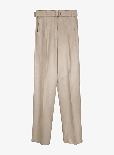 Pantalon pausa wide leg licht glanzend beige