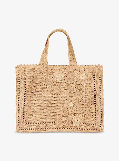 Tas Floral raffia tote natural