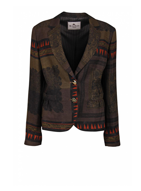 Blazer paisley abstract print, bruin, roest