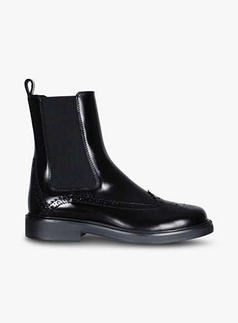 Enkelaars leder zwart brogues