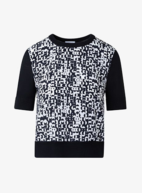 Pull wol zwart wit dessin zijde