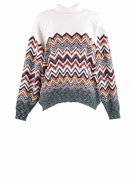 Pull wave dessin offwhite multicolor