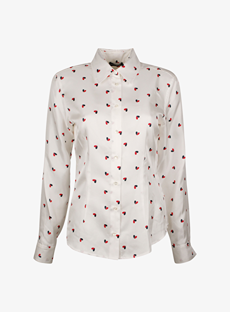 Blouse muse offwhite met hartjes