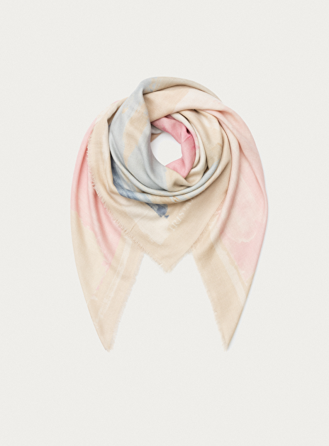 Shawl iris cashmere beige pastel