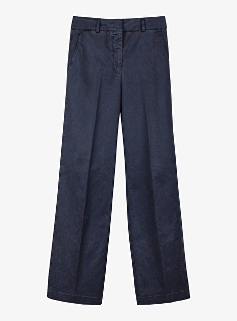 Pantalon recht katoen blauw