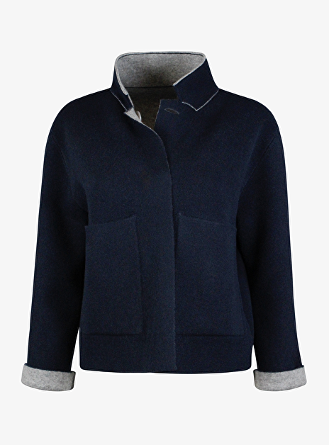 Vest double face marine grijs kort boxy model reversible