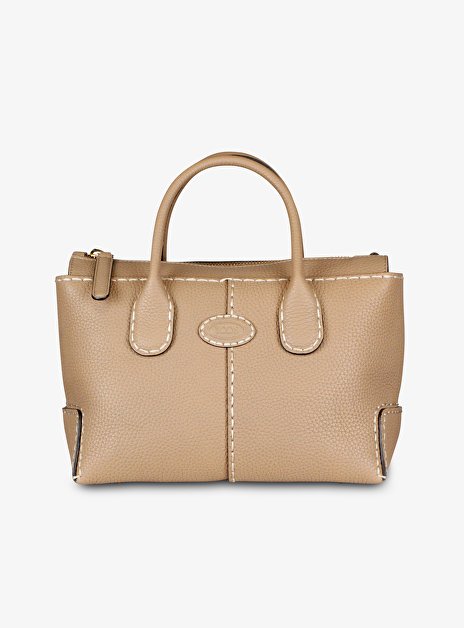 Dbs shopping camel structuur leder met creme zadelsteken