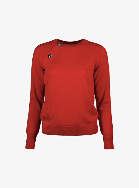 Pull kross rood met knoop detail