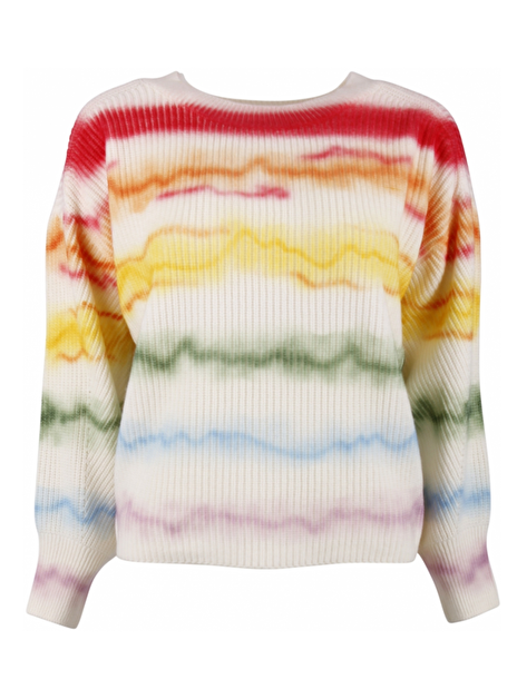 Pull offwhite streep dessin multicolor