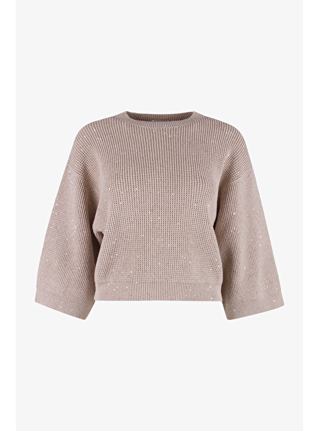 Pull boxy beige met mini lovertjes