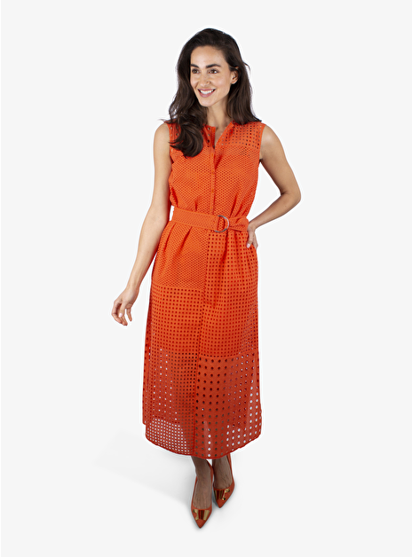 Jurk broderie oranje