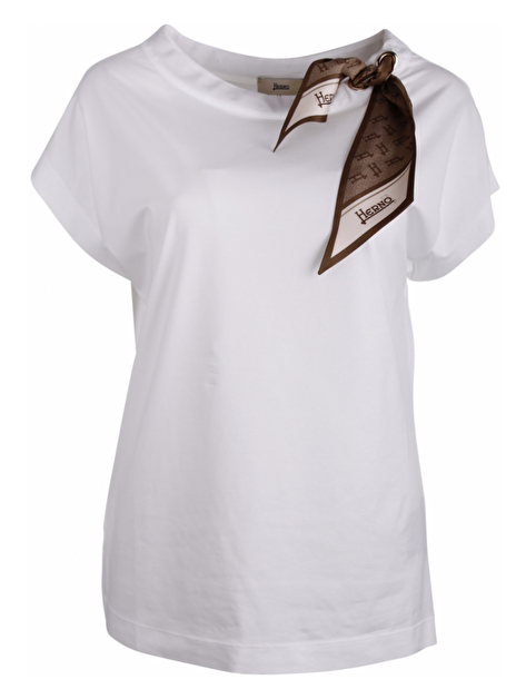 Shirt boothals shawltje wit bruin