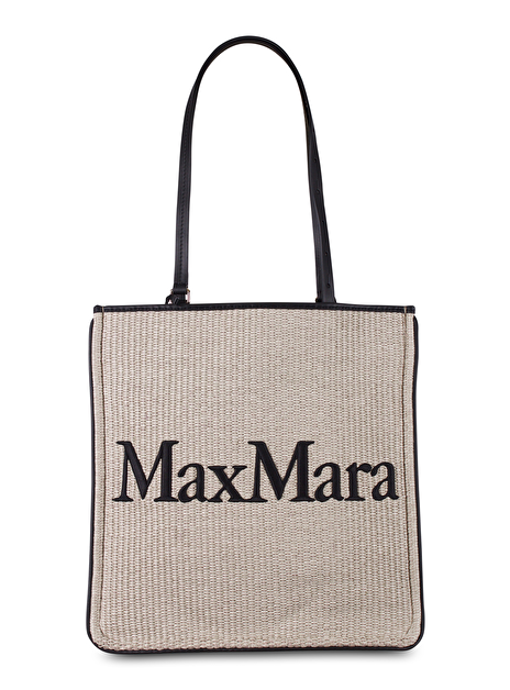 Raffia tas met zwart logo Maxmara