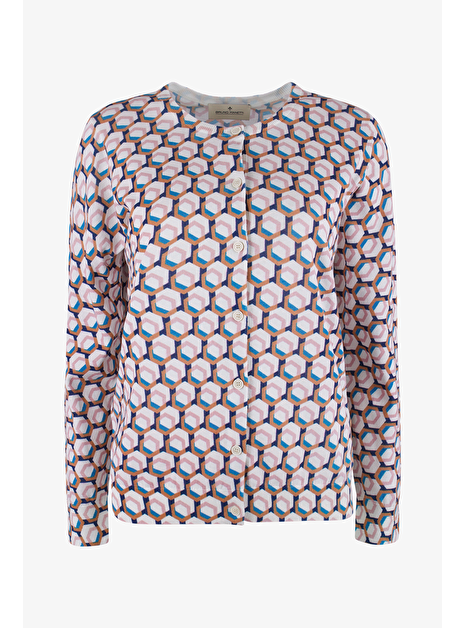 Vest abstract print wit pink blue