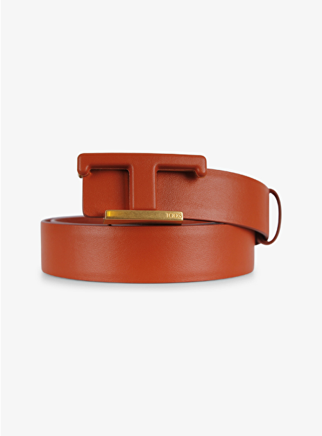 Riem leder T logo warm oranje